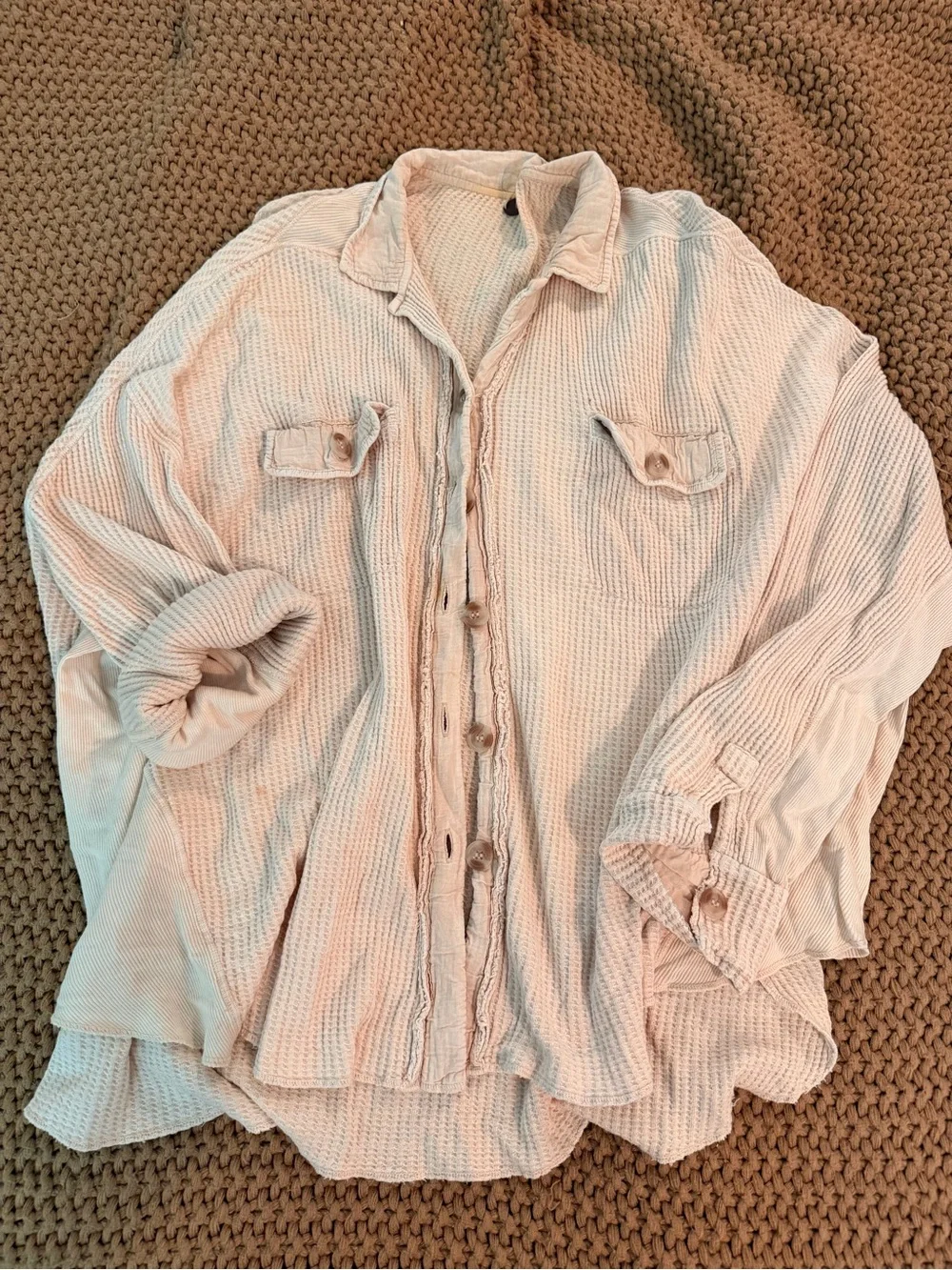 Free People - One Scout Jacket Beige Waffle Shacket - Women’s MEDIUM